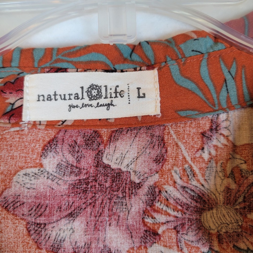 Natural Life Womens Floral Tiered Button Maxi Dress Size Large Orange Boho Fall - Picture 2 of 10
